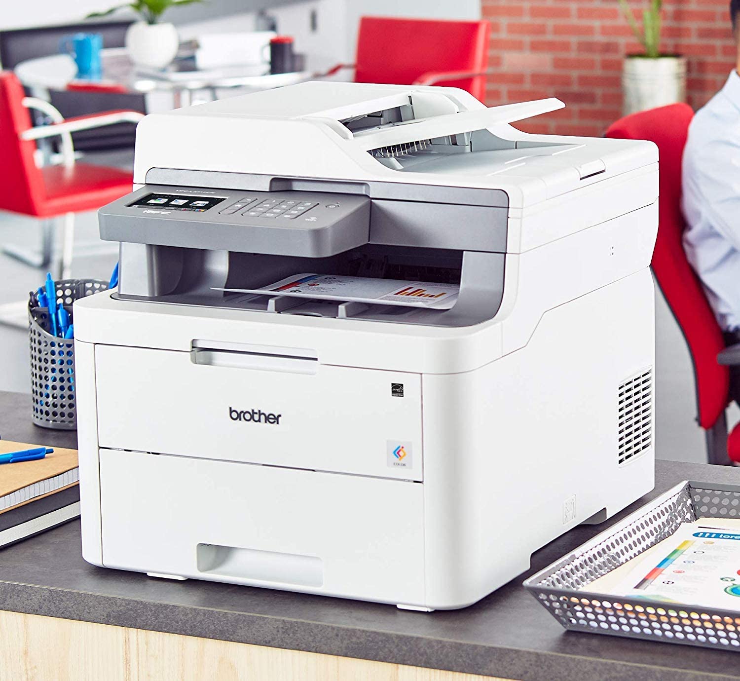 Brother MFC-L3710CW Compact Digital Color All-in-One Printer Providing Laser Printer Quality Results with Wireless,  Dash Replenishment Ready, White - Image 3